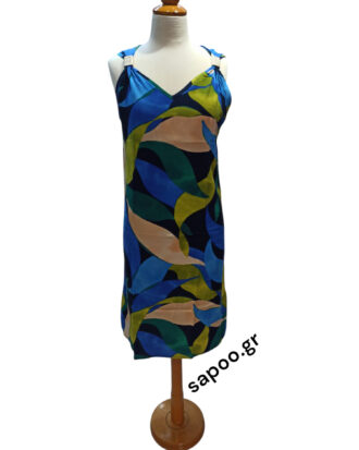 Βαμβακερό φόρεμα ποπλίνα χωρίς μανίκι εμπριμέ Billysfashion 25073-2 multi