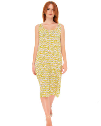 Βαμβακερό φόρεμα ποπλίνα χωρίς μανίκι εμπριμέ Billysfashion 25077-1 multi