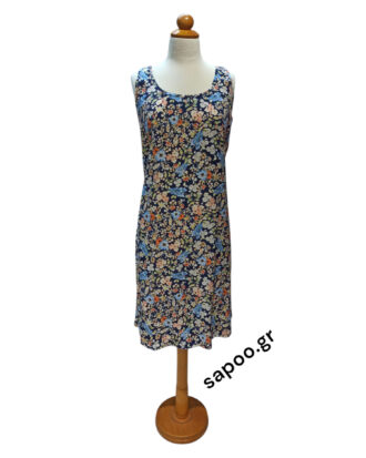 Βαμβακερό φόρεμα ποπλίνα χωρίς μανίκι εμπριμέ Billysfashion 25077-4 multi