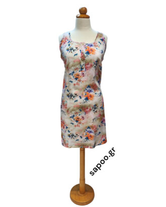 Βαμβακερό φόρεμα ποπλίνα χωρίς μανίκι εμπριμέ Billysfashion 25156-2 multi