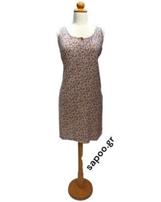 Βαμβακερό φόρεμα ποπλίνα χωρίς μανίκι εμπριμέ Billysfashion 25156-3 multi