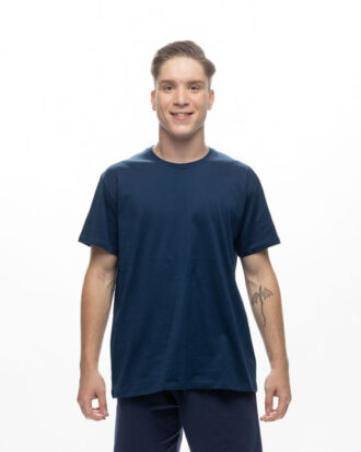 Ανδρικό βαμβακερό μπλουζάκι T-Shirt με κοντό μανίκι και κλειστή λαιμόκοψη 100% βαμβάκι GALAXY SAPOO 724 μπλε