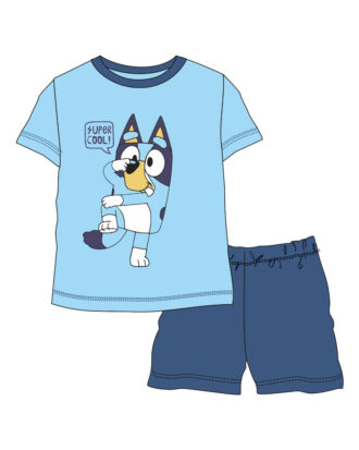 Κοντομάνικη παιδική πυτζάμα για αγόρι 100% βαμβακερή Natura 25-4038 σιελ