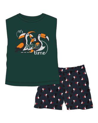 Εφηβική πυτζάμα χωρίς μανίκι για αγόρι 100% βαμβακερή Natura 25-4044 κυπαρισσί