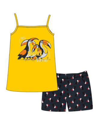 Παιδική πυτζάμα ραντάκι για κορίτσι 100% βαμβακερή Natura 25-4052K κροκί