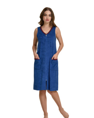Φόρεμα θαλάσσης πετσετέ βαμβακερό αμάνικο με φερμουάρ και τσέπες Primavera M202 ρουά