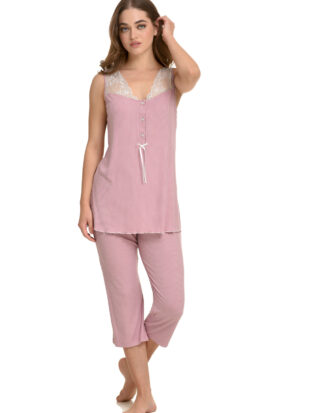 Primavera πυτζάμα κάπρι χωρίς μακίκι viscose ριπ M234 πούδρα