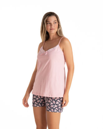 Βαμβακερή πυτζάμα ραντάκι με σορτς γυναικείο Baby Doll RELAX 3125049 ροζ