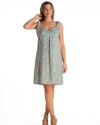 Γυναικείο φόρεμα βισκόζ με φαρδιά ράντα εμπριμέ RELAX 3125068