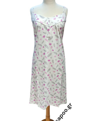 Primavera βαμβακερό νυχτικό μακό με λεπτό ραντάκι. Εμπριμέ με διπλή τιράντα. 100% βαμβάκι PRIMAVERA M285 multicolor4