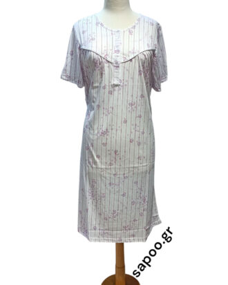 Primavera βαμβακερό νυχτικό μακό με κοντό μανίκι. Διάφορα εμπριμέ με ρέλι. 100% βαμβάκι M288 mulicolor2