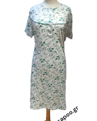 Κλασικό βαμβακερό νυχτικό κοντομάνικο ΚΑΤΙΑ S25-828 πράσινο