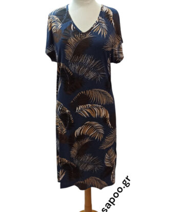 Γυναικείο φόρεμα με κοντό μανίκι ΝΙΝΑ ζαπονέ βισκόζ εμπριμέ NINA 25s-425-1