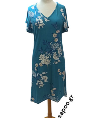 Γυναικείο φόρεμα με κοντό μανίκι ΝΙΝΑ ζαπονέ βισκόζ εμπριμέ NINA 25s-425-2