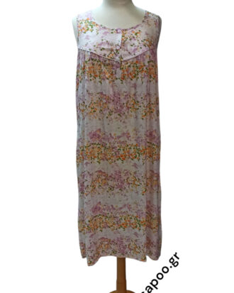 Primavera νυχτικό χωρίς μανίκι. Αμάνικο εμπριμέ με ρέλι. 100% viscose / βισκόζη M370