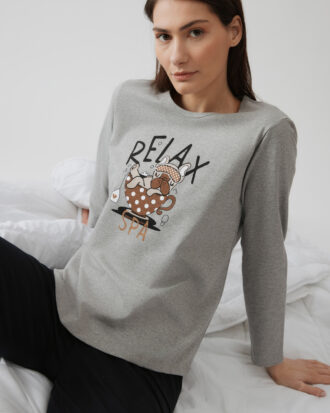 Γυναικείες πιτζάμες MINERVA Relax 90-52617_023 γκρι μαύρο