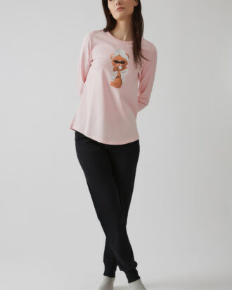 Γυναικείες πιτζάμες MINERVA Relax 90-52617_678 ροζ μαύρο