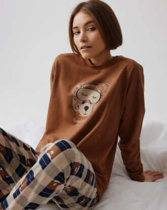 Γυναικείες πιτζάμες MINERVA Bear 90-52625_344 ταμπά