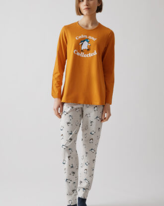 Γυναικείες πιτζάμες MINERVA Penguin 90-52631_161 πορτοκαλί orange