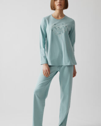 Γυναικείες πιτζάμες MINERVA Heart 90-52644_282 μέντα sage green