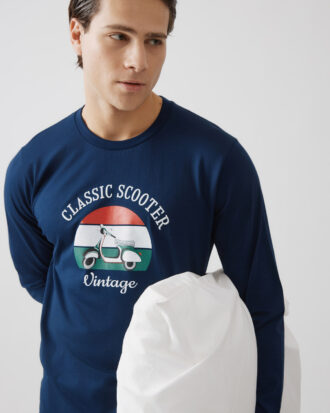 Ανδρικές πυτζάμες MINERVA βαμβακερές Scooter 90-71277_100 μαρίν marine