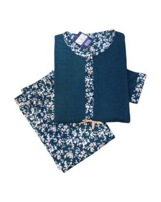 Βαμβακερή πυτζάμα γυναικών interlock PLF_WPJ_25-11 πράσινο