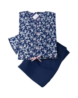 Βαμβακερή πυτζάμα γυναικών interlock PLF_WPJ_25-12 μπλε