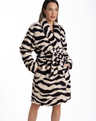 Γυναικείο ρομπάκι σταυρωτό φλις κοντό Relax 3225092 animal