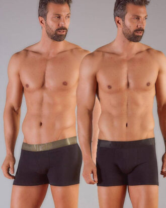 Βαμβακερά boxer WRAP. Ανδρικό μπόξερ σε συσκευασία 2 τεμαχίων. Για άνετη καθημερινή χρήση με αντιμικροβιακές ιδιότητες από ίνες χαλκού CU+STAT στον καβάλο WRAP 211043 Olive Black