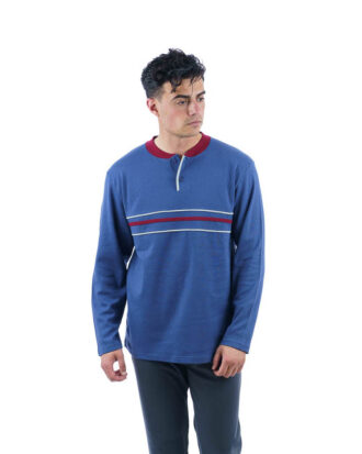 Βαμβακερή πυτζάμα ανδρική 100% βαμβάκι Dustin Billy B647 ίντιγκο-ανθρακί