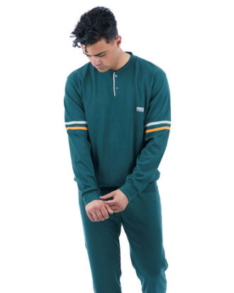 Βαμβακερή πυτζάμα ανδρική με λάστιχα 100% βαμβάκι Dustin Billy B652 κυπαρισσί