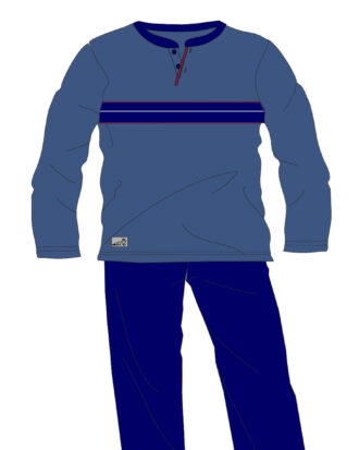 Πυτζάμες μεγάλα μεγέθη / υπερμεγέθη plus size Βαμβακερή πυτζάμα ανδρική 100% βαμβάκι dustin Billy B655 ίντιγκο-μπλε