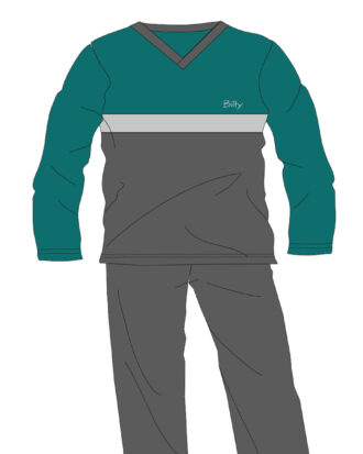 Πυτζάμες μεγάλα μεγέθη / υπερμεγέθη plus size Βαμβακερή πυτζάμα ανδρική 100% βαμβάκι dustin Billy B656 πετρόλ-ανθρακί