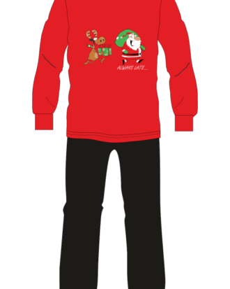 Εφηβική παιδική βαμβακερή πυτζάμα Χριστουγεννιάτικη για αγόρι κορίτσι UNISEX NATURA 4073 κόκκινο-μαύρο