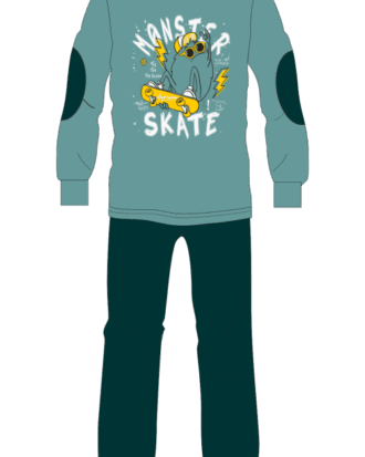 Εφηβική βαμβακερή πυτζάμα για αγόρι NATURA 4074 μέντα-κυπαρισσί