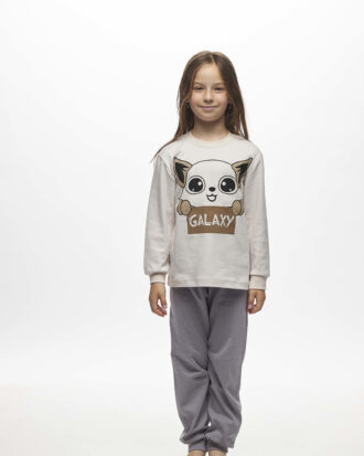 Παιδική βαμβακερή πυτζάμα για κορίτσι GALAXY 113-25 πάγος-γκρι