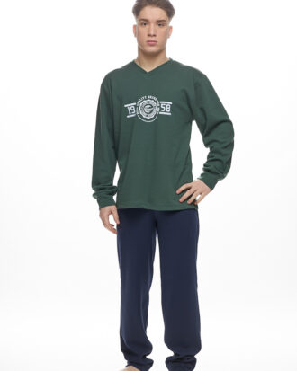 Ανδρική πυτζάμα Galaxy 100% βαμβάκι 789-25 πράσινο-μπλε