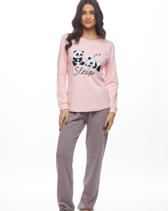 Γυναικεία πυτζάμα Galaxy 100% βαμβάκι 811-25 ροζ-γκρι