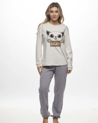 Γυναικεία πυτζάμα Galaxy 100% βαμβάκι 813-25 πάγος-γκρι