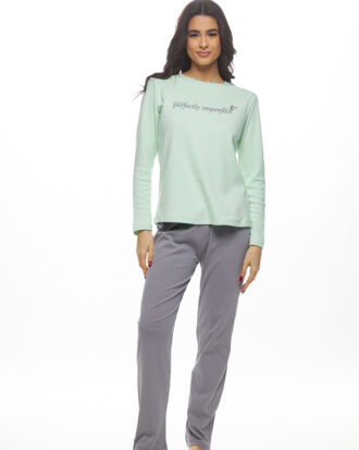 Γυναικεία βαμβακερή πυτζάμα Punto di Roma GALAXY 819-25 μιντ-γκρι