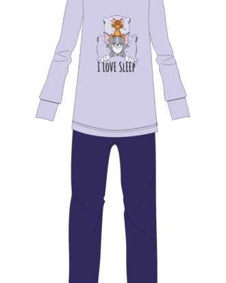 Εφηβική βαμβακερή πυτζάμα για κορίτσι NATURA 4091 λιλά-μπλε