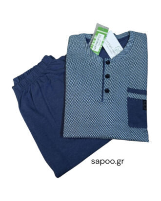 Ζεστή βαμβακερή ανδρική πυτζάμα ΝΙΚΗΦΟΡΟΣ 100% βαμβάκι φούτερ 25-1814-1 print-ραφ