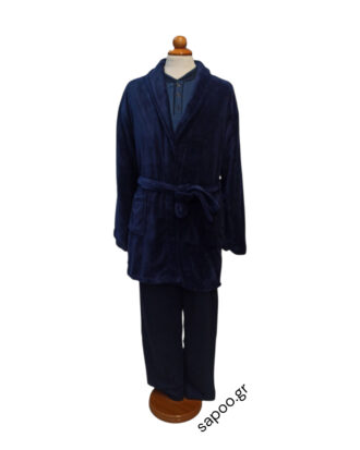 Ανδρική ρόμπα φλις micropolar μονόχρωμη LANOTTE PLF_MRB_25-31 μπλε