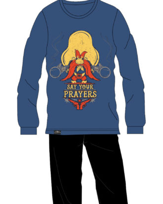 Βαμβακερή πυτζάμα ανδρική Sara 1265 100% βαμβάκι dustin ίντιγκο-μαύρο