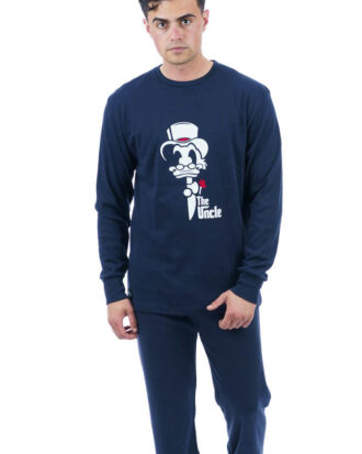 Βαμβακερή πυτζάμα ανδρική Sara 1267 100% βαμβάκι dustin μπλε σκούρο