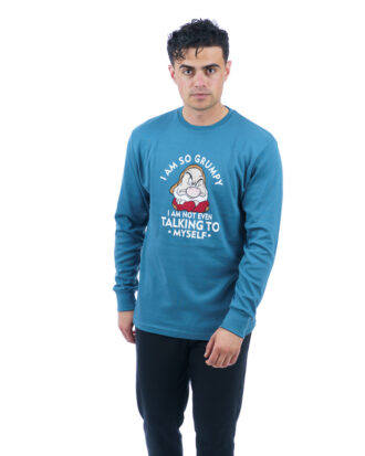 Βαμβακερή πυτζάμα ανδρική Sara 1270 100% βαμβάκι dustin πετρόλ-μαύρο