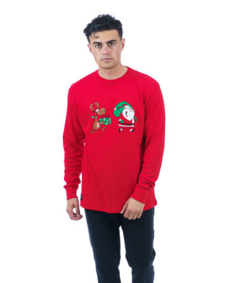 Βαμβακερή πυτζάμα ανδρική 100% βαμβάκι dustin Sara 1273 κόκκινο-μαύρο