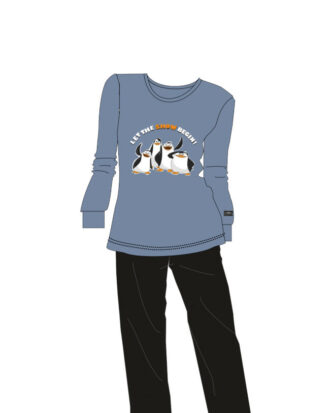 Βαμβακερή γυναικεία πυτζάμα 100% βαμβάκι interlock με λάστιχα Dustin Sara 1279 ραφ-μαύρο