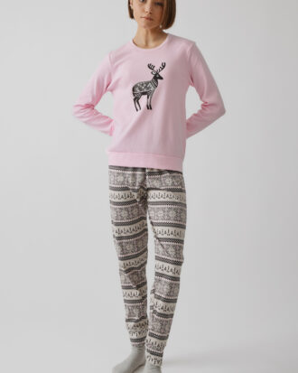 Γυναικείες πιτζάμες MINERVA βαμβακερές interlock Noirdic 90-52608_107 ροζ pink