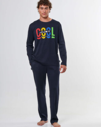 Ανδρική πυτζάμα APPLE βαμβακερή interlock COOL 0510288 navy